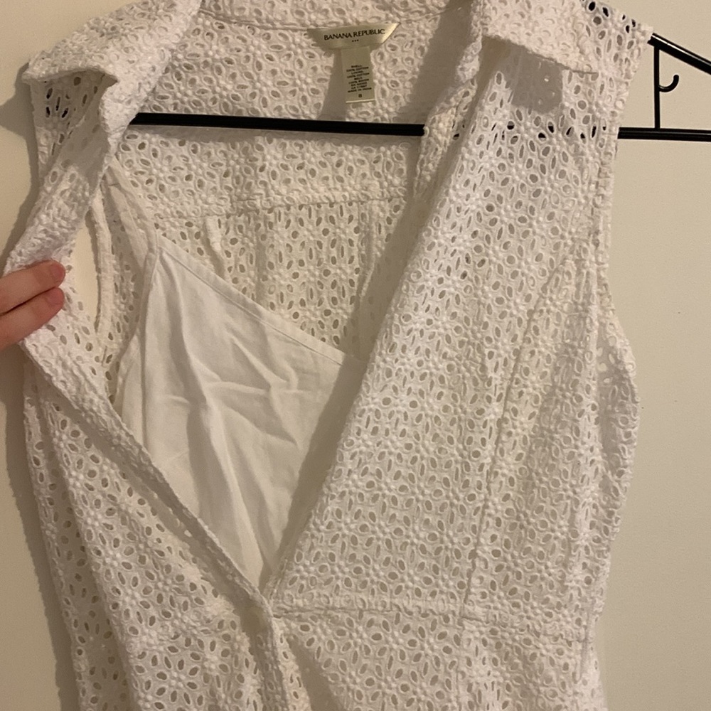 White Eyelet, Button-Down Dress - image 4